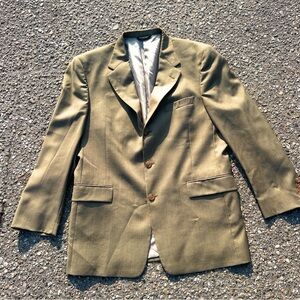 Hart Schaffner Marx Treno Fit Wool Blazer Suit Jacket Milano Mens 42R Brown Tan
